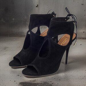 AQUAZZURA Black Suede Sexy Thing 105 Heel - Size 39